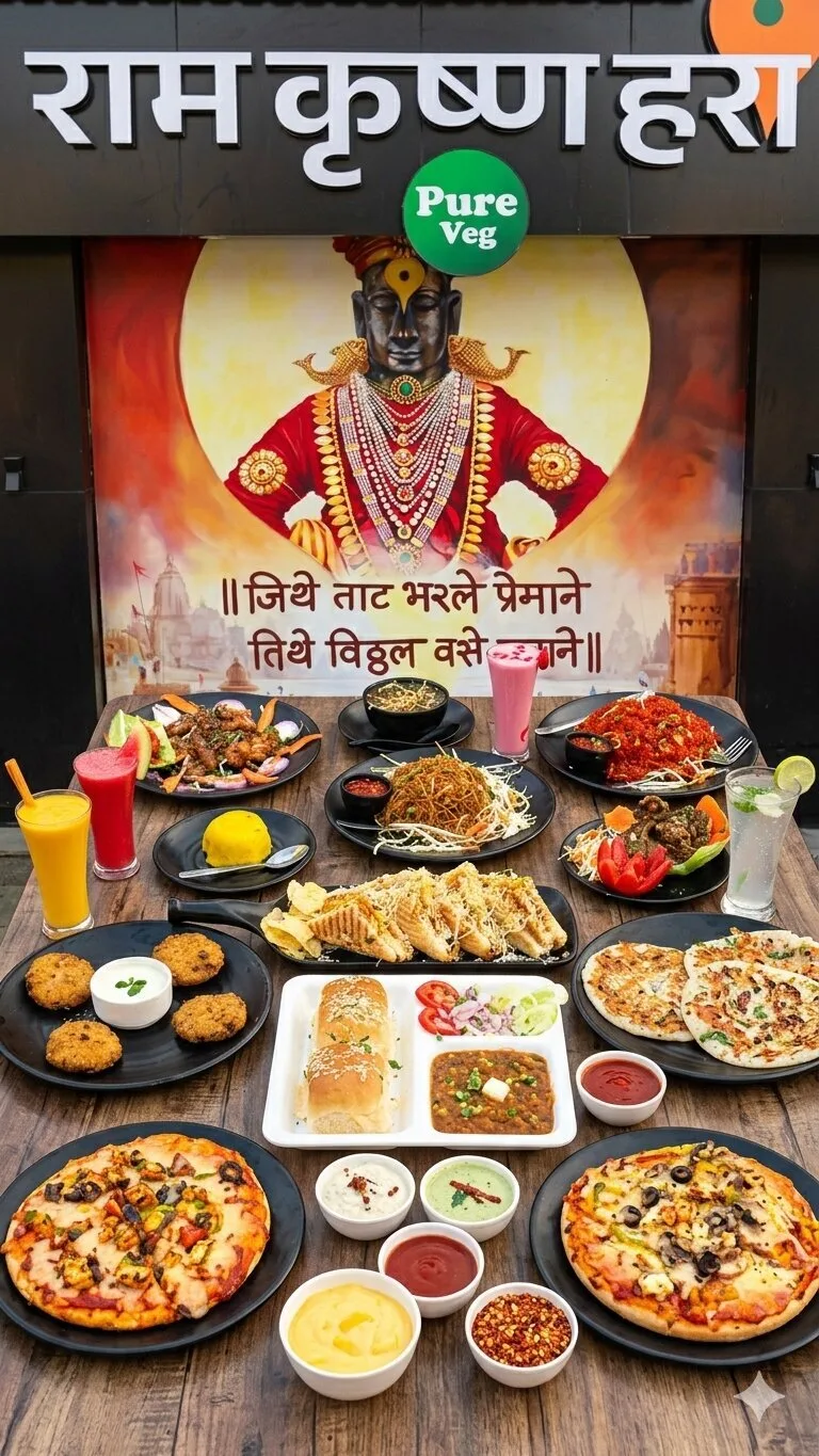 Vitthal mural on Ram Krishna Hari restaurant exterior, Katraj Pune